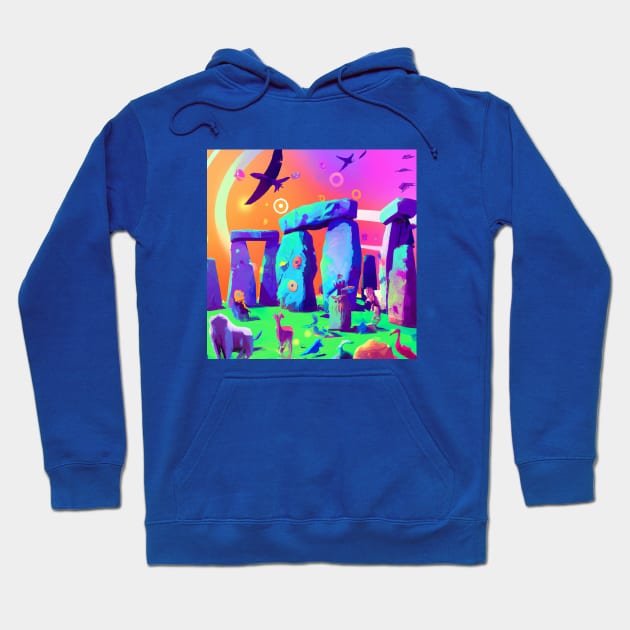 All the Animals Came to this Colorful Stonehenge Hoodie by Star Scrunch